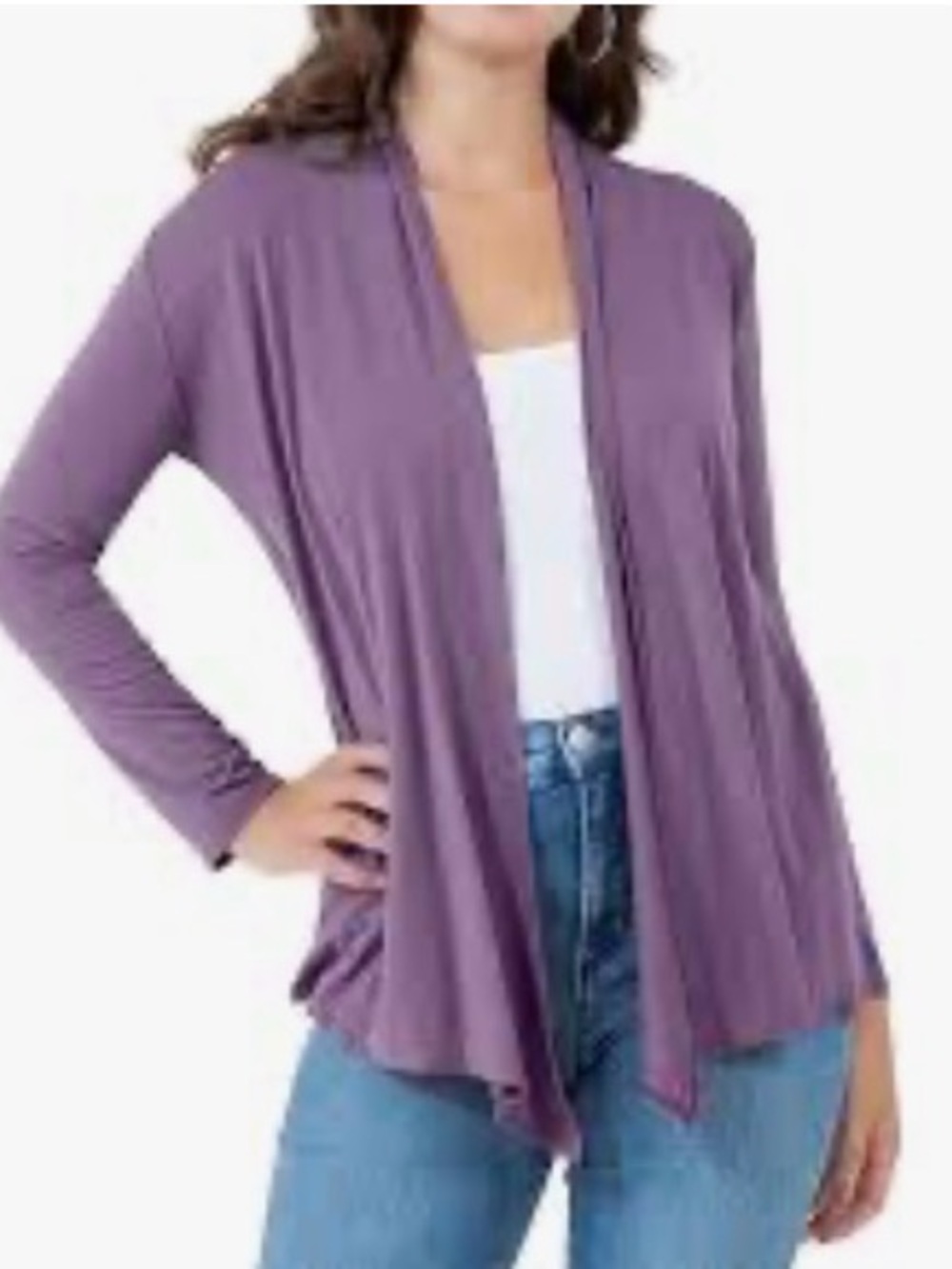 Light Purple Sheer lightweight SZ L Open Front Women's Cardigan Shrug